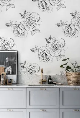 Produktbild von Coloray Fototapete 152x104 cm Vlies-Fototapete - Skizzierte Rosenblumen blättern Blumen