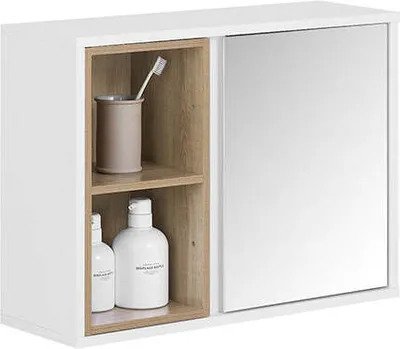Produktbild von Kompakter Badezimmerschrank mit Spiegel und verstellbaren Ablagen 60x45x20cm