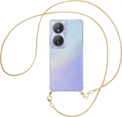 Produktbild von Handykette Backcover-Schutzhülle mit Band (Metall goldfarben) für Honor X7b 4G (CLK-LX1,2,3) - goldfarbene Snake-Kette