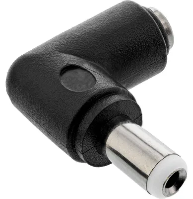 Image de InLine® Adaptateur DC, 5,5x2,5mm DC prise creuse mâle / prise femelle coudée