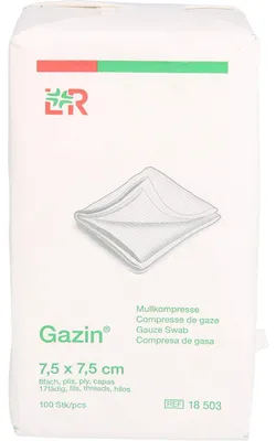 Obrázek produktu pro Lohmann & Rauscher Gazin gázový kompres 8násobný nesterilní 100 kusů 7,5 x 7,5 cm