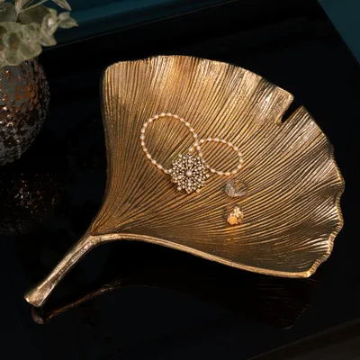 Produktbild von riess-ambiente Dekorative Schale GINKGO 35cm gold Metall Dekoration Deko Schmuckablage