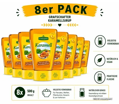 Produktbild von Grafschafter Karamell Sirup mit mildem Karamellgeschmack 500g (8er Pack)
