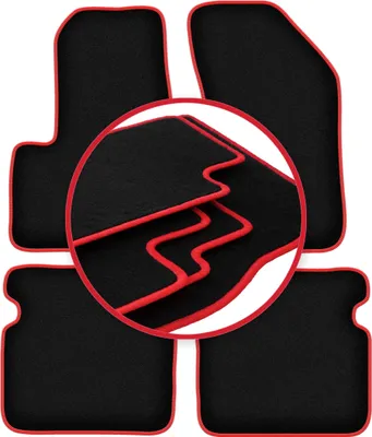 Obrázek produktu pro velurové rohože pro:  Dodge Avenger (2007-2015) černé červeným lemováním
