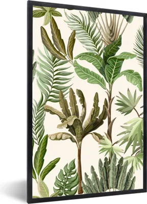 Produktbild von MuchoWow® Gerahmtes Poster Dschungel - Palme - Bananenstaude - Kinder - Natur - Pflanzen 60x90 cm - Poster mit Schwarzem Bilderrahmen Wandposter Rahmen Foto Bilder - Kunst