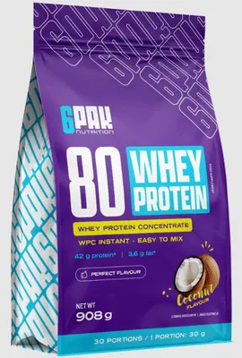 Produktbild von 6Pak Nutrition 80 Whey Protein- 908 g Coconut