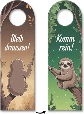Produktbild von Faultier Bleib draußen! Komm rein! Türhänger für Faultierliebhaber