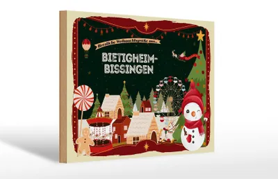 Produktbild von Holzschild Weihnachten Grüße BIETIGHEIM-BISSINGEN 30x20cm