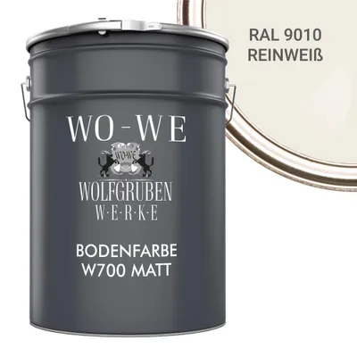 Produktbild von Betonfarbe Bodenfarbe Bodenbeschichtung MATT W700 Reinweiss RAL 9010 - 2,5L