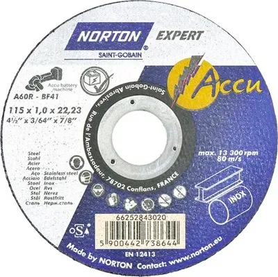 Produktbild von Trennscheibe Norton Stahl/Inox Ø 115x22,23 mm, 25 Stück