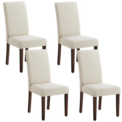 Produktbild von VASAGLE Esszimmerstuhl 4er Set, Küchenstuhl, Parsons-Stuhl, hohe Rückenlehne, für Esszimmer und Küche, dickes Sitzkissen, 58 x 48 x 99 cm, cremeweiß
