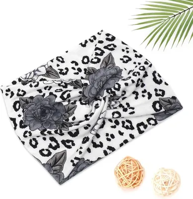Produktbild von Satin-Haarband mit Leopard- und Rosenprint – Glamour Grau