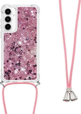 Produktbild von Samsung Galaxy A35 Hülle - Coverup Liquid Glitzer Back Cover mit Handykette - Roségold