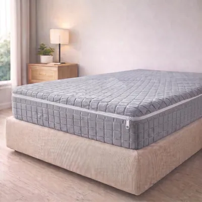 Immagine prodotto di Coprimaterasso – Teide – Coprimaterasso – 150 cm – Protezione per materasso – Coprimaterasso con cerniera – Protezione antiacaro per materasso – Letto grigio – 150 cm