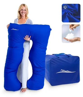Produktbild von KomfortKissen™ Premium – Ergonomisches Körperkissen - Baumwolle (Standard) / Dunkelblau