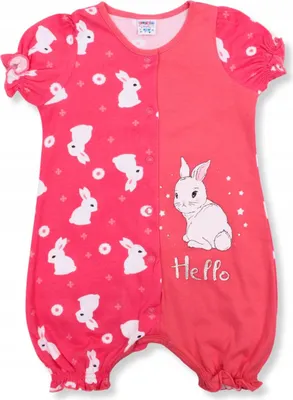 Produktbild von Baby Strampler – Ganzkörper mit Hasenmotiv – Rosa – Größe 74 (6–9 Monate) – 100% Baumwolle – Bequem und stylisch