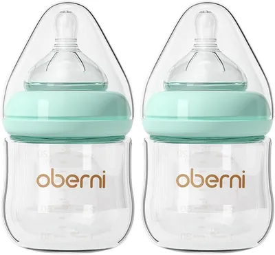 Produktbild von Glasflasche für Babys Anti-Kolik Set 2 Stück Blau 120 ml
