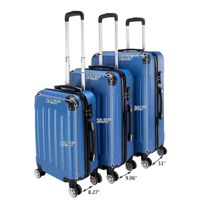 Produktbild von 3-in-1 Koffer Tragbarer ABS-Trolley-Koffer 20" / 24" / 28" Dunkelblau