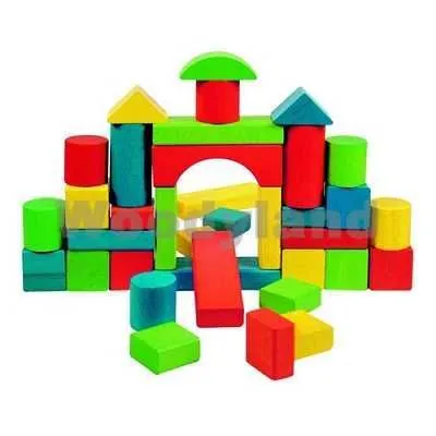Produktbild von Woody Holzbausteine / 36 bunte Bausteine in unterschiedlichen Formen und Farben