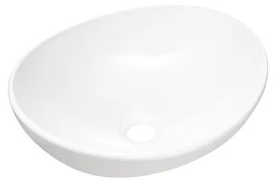 Produktbild von Ovale Aufsatzwaschbecken 40,5x33 cm in glänzendem Weiß aus Keramik