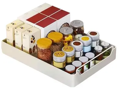 Zdjęcie produktu dla Przechowywanie w kuchni – wysuwany kosz do szafki – szerokość 35 cm – półka na przyprawy i zapasy – stal – kolor biały