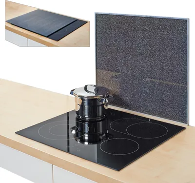 Produktbild von Zeller Herdblende-/Abdeckplatte "Granit", anthrazit, Glas 56 x 50 cm