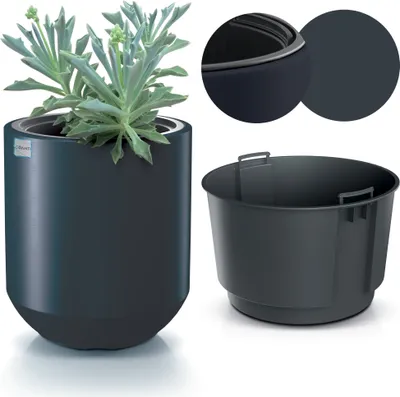 Zdjęcie produktu dla Doniczka Donica Ogrodowa 39 Cm Okrągła Na Taras Do Ogrodu Domu Antracytowa