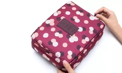 Image de Trousse de toilette femme, Rouge, Trousse de toilette pour femme, Trousse de toilette fille Portable Imperméable Make Up Bag Sac Trousse de toilette Organisateur, A0519