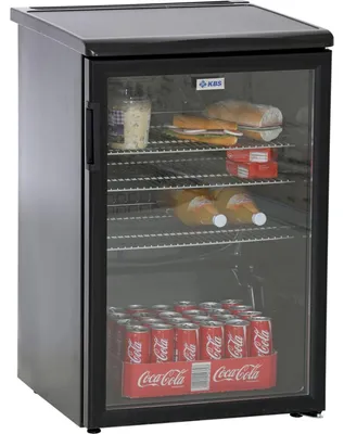 Zdjęcie produktu dla KBS lodówka z drzwiami szklanymi 130 litrów 560x600x850 mm blacha stalowa czarna