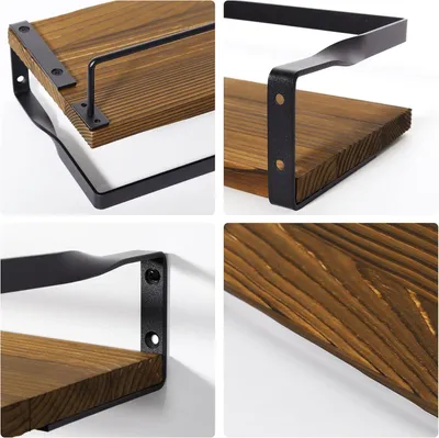 Produktbild von Holz Wandregal Set von 2 mit Handtuchhalter - Schwebende Regale für Badezimmer, Küche, Wohnzimmer und Büro
