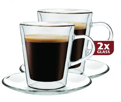 Zdjęcie produktu dla Szklanki lungo z podwójnymi ściankami, zestaw 2 sztuk - Maxxo