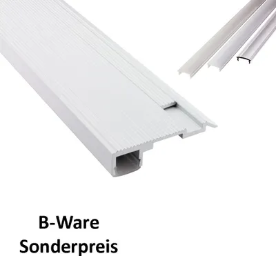 Produktbild von - T-STA LED Alu Treppenprofil Treppenwinkel Profil Stufen weiss 1m klar