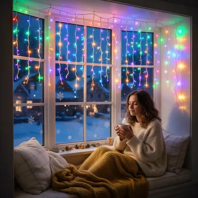 Produktbild von LILIIN Eiszapfen Weihnachtsbeleuchtung 10m 400LEDs Bunt, 8 Leuchtmodi & Helligkeitsstufen mit Speicherfunktion