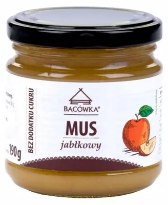Zdjęcie produktu dla Mus jabłkowy bez dodatku cukru 190g Bacówka. Pasteryzowany