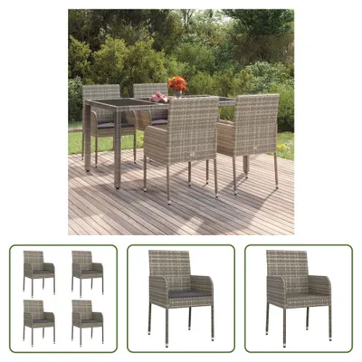 Produktbild von The Living Store Gartenstühle mit Kissen 4 Stk. Poly Rattan Grau