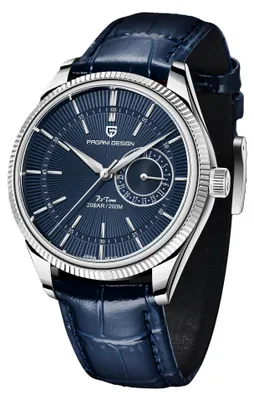 Produktbild von Herrenuhr Pagani Design Claviole, Quarz, echtes Leder, Blau / Silber