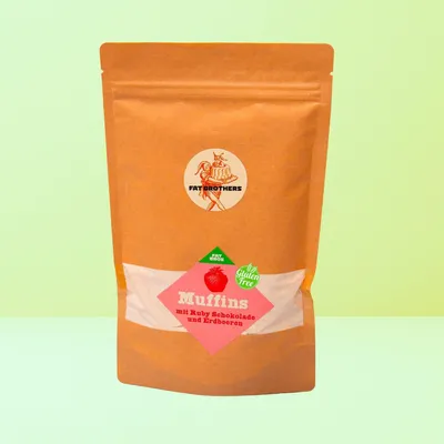 Produktbild von Glutenfreie Muffins mit Erdbeeren und Ruby Schokolade Backmischung