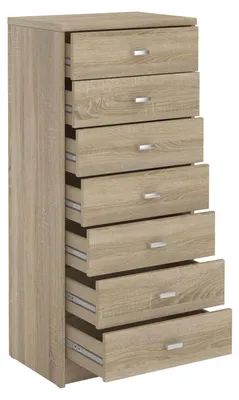 Produktbild von Schubladenschrank FEHMARN Hochschrank, Kommode mit 7 Schubladen in Sonoma Eiche