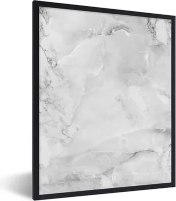Produktbild von MuchoWow® Gerahmtes Poster Marmor - Stein - Weiß - Grau - Marmoroptik 30x40 cm - Poster mit Schwarzem Bilderrahmen Wandposter Rahmen Foto Bilder - Wanddeko - Kunstdrucke