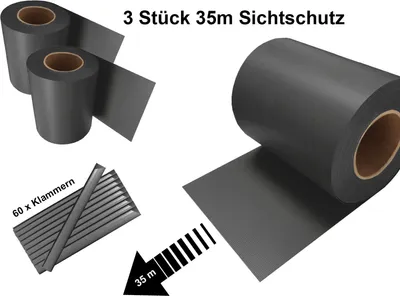 Produktbild von 3 Stück Sichtschutz Streifen Doppelstabmatten für Zaun Folie Rolle Zaunblende PVC Kunststoff Sichtschutzstreifen 35m x 19cm Anthrazit von Keton