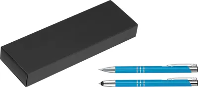 Produktbild von Metall Schreibset / Touchpen Kugelschreiber + Druckbleistift / Farbe: hellblau