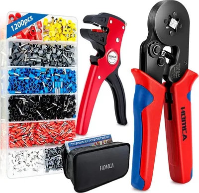 Image de Pince à sertir Set d'embouts 0,25-10 mm² 1200 pièces, pince à dénuder incluse