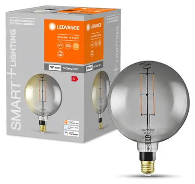Produktbild von LEDVANCE SMART+ WiFi Filament Globe, Intelligentes Leuchtmittel, WLAN, Grau, E27, Warmweiß, 2500 K