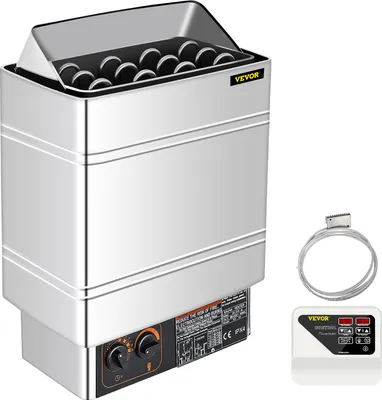 Obrázok produktu pre VEVOR saunové kachle 9 KW, elektrické saunové kachle 380 V - 415 V, nerezové saunové kachle 20 kg saunových kameňov, elektrické saunové kachle 2 režimy (teplota, čas), s externou riadiacou jednotkou a teplotným senzorom 3M