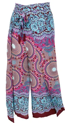 Produktbild von Palazzohose, Langer Boho Hosenrock, Wickelhose, Sommerhose - Blau/pink, Damen, Viskose, Hosen