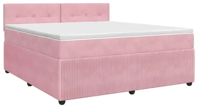 Image de Lit boxspring avec matelas avec tête de lit rose 180 x 200 cm velours