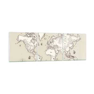 Produktbild von Bilder auf glas - Karte Welt Klassiker Kontinente - 150x50cm - Glasbilder - Wandbilder - Kunstdruck - zum Aufhängen bereit - Wanddekoration aus Glas - Glas Bilder - Wandbild auf Glas - GCA150x50-2910