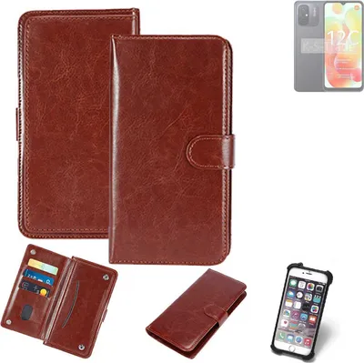 Produktbild von K-S-Trade 360° Hülle kompatibel mit Xiaomi Redmi 12C braun Kunstleder Case BookCase WalletCase Kunstlederederhülle Handyhülle, Rundumschutz Bumper