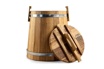 Produktbild von Bonpos Eiche Konservierungsbehälter 350x430x435mm (LxBxH) Durchmesser 288mm oben mit verzinkten Stahlringen für einzigartigen Geschmack zum Einlegen von Gemüse, Pilzen, Fleisch, Fisch oder Beeren