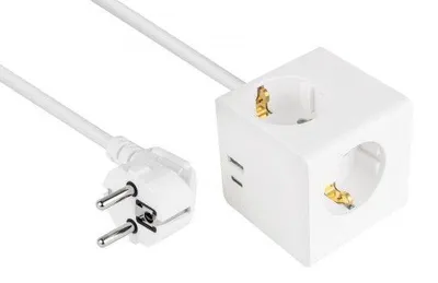 Produktbild von kabelmeister Steckdosenwürfel mit 2m Zuleitung 3x SchuKo; 1x USB-C 20W PD 3.0; USB-A 18W Weiß